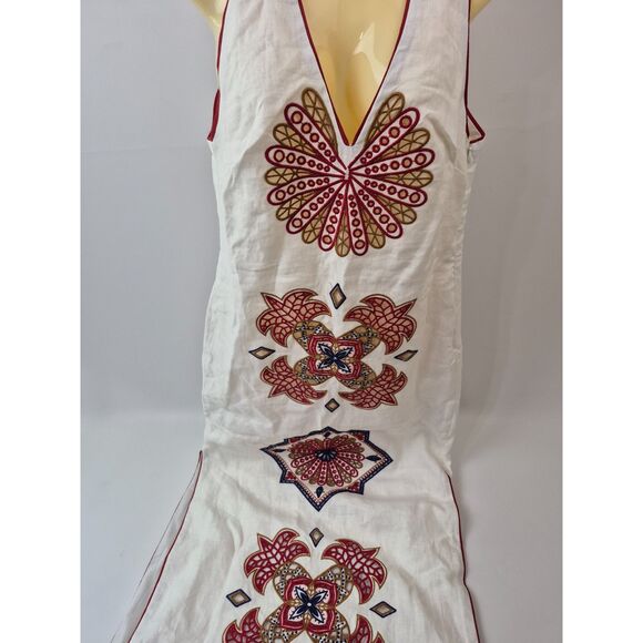 FARM Rio White Mary's Tiles Embroidered Detail Linen Dress Size Extra Small XS - Picture 5 of 8
